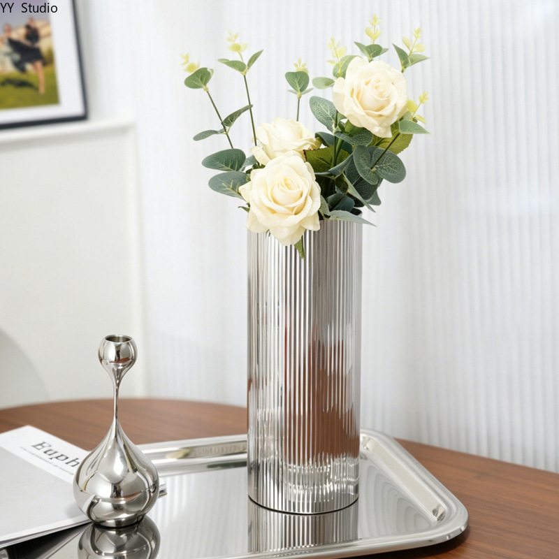 Desk Setup Minimalist - Florero de Acero Inoxidable de Lujo,