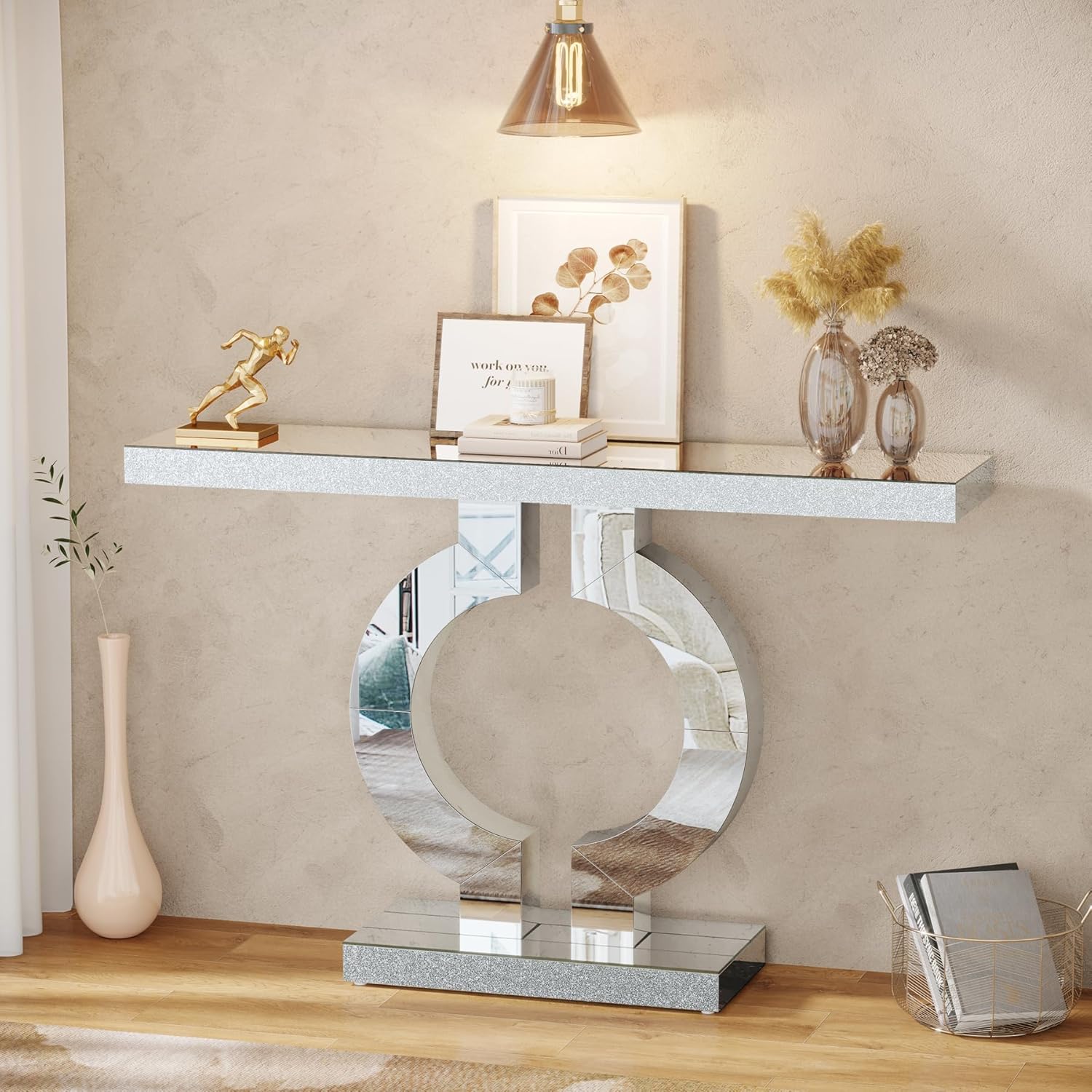 Desk Setup Minimalist - Tribesigns Mesa consola con espejo de