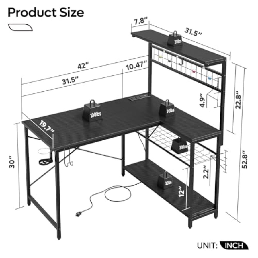 Escritorio para juegos de 42 p - Desk Setup L Shaped reseña y precio